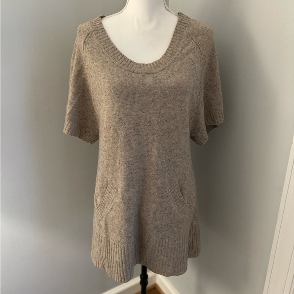 7 For All Mankind Wool/Cashmere Long Scoopneck Sweater Size M Taupe - Picture 1 of 12